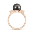 thumbnail image 2 of Angara Tahitian Cultured Pearl Bypass Ring with Diamond Trio in 14K Rose Gold for Women | June Birthstone Jewelry for Her, 2 of 8