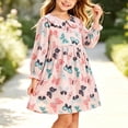 thumbnail image 5 of Wilark Girls Cotton Dress Size 4 T, Long Sleeve Printed Casual Cute Fall A Line Dress Pink, 5 of 9