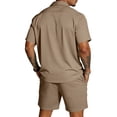 thumbnail image 5 of Mens 2 Piece Matching Set Gym Summer Sets Plus Size Beach Shirt and Shorts Fashion Drawstring Short Sleeve Outfits, 3XL, 5 of 7