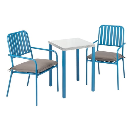 Mainstays Seaton Creek 3-Piece Patio Chat Set with Gray Cushions