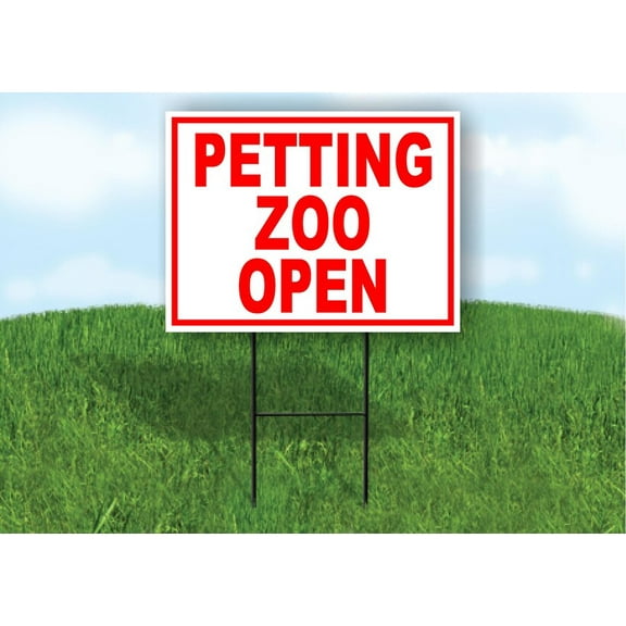 Petting Zoo Open Red Yard Sign Road Sign (Excluding Stand) SIZE: 8" x 12"