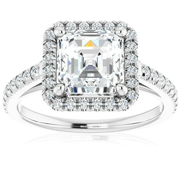 Empire Jewel 14K White Gold Over Rings - 2.1 Ct Radiant Cut Diamond Rings - Women's Jewellery Engagement Wedding Silver Ring - Valentine's Day Gifts - Christmas Gifts - Gorgeous Anniversary Gifts