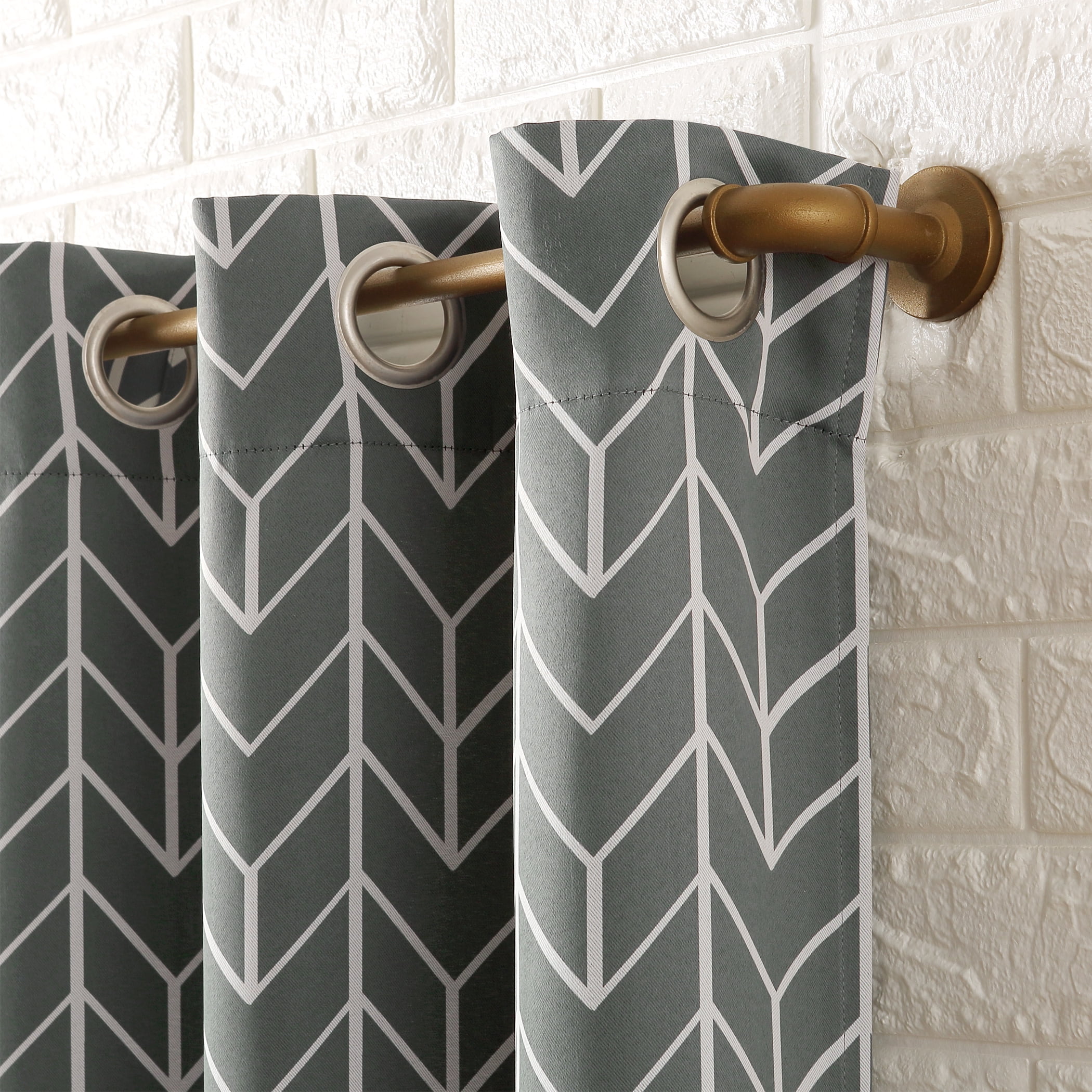 Sun Zero Kenwood Chevron Blackout Grommet Curtain Panel, 40"X84", Gray