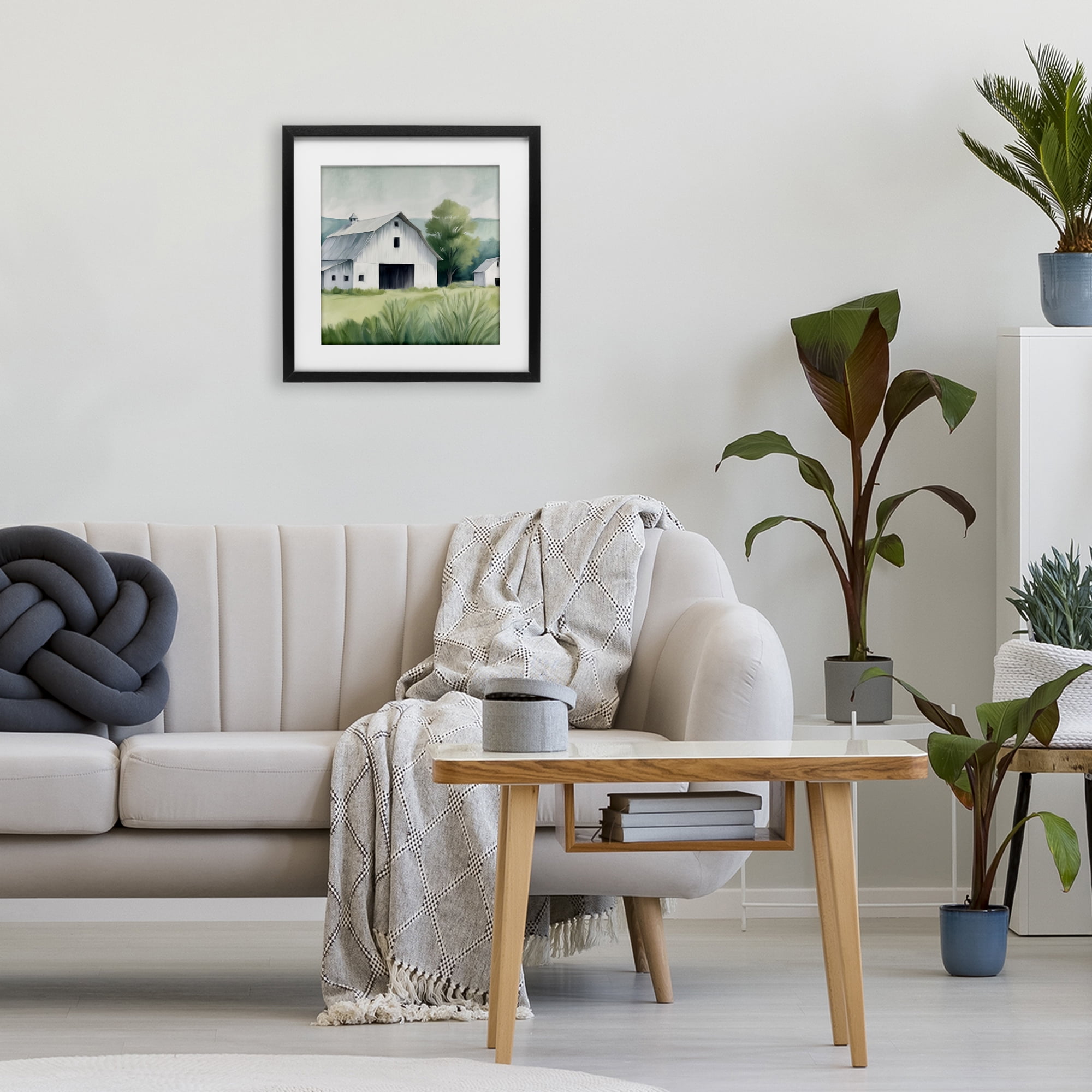 Stupell Industries Farm Home White Barn Black Framed Print Under Glass, design by Kim Allen