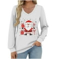 thumbnail image 2 of Fall Tops for Women Long Sleeve V Neck Christmas Tees Holiday Party Ready Loose Fit Seasonal Print Comfort Wear Casual Outfits, 2 of 6