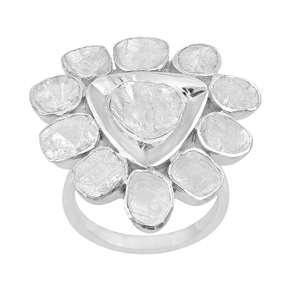 2.50 CTW Natural Diamond Polki Cocktail Women's Mother's Day Gift Ring 925 Sterling Silver