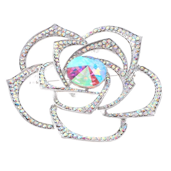 Large Crystal Rose Brooch