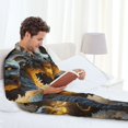 thumbnail image 5 of KLL Golden White Fire Dragon Sleepwear Mens Flannel Pajamas,Long Cotton Pj Set, 5 of 7