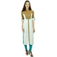 thumbnail image 2 of Phagun Women Rayon White Kurta Mandarin Collar Casual Indian Ethnic Wear - 14, 2 of 6