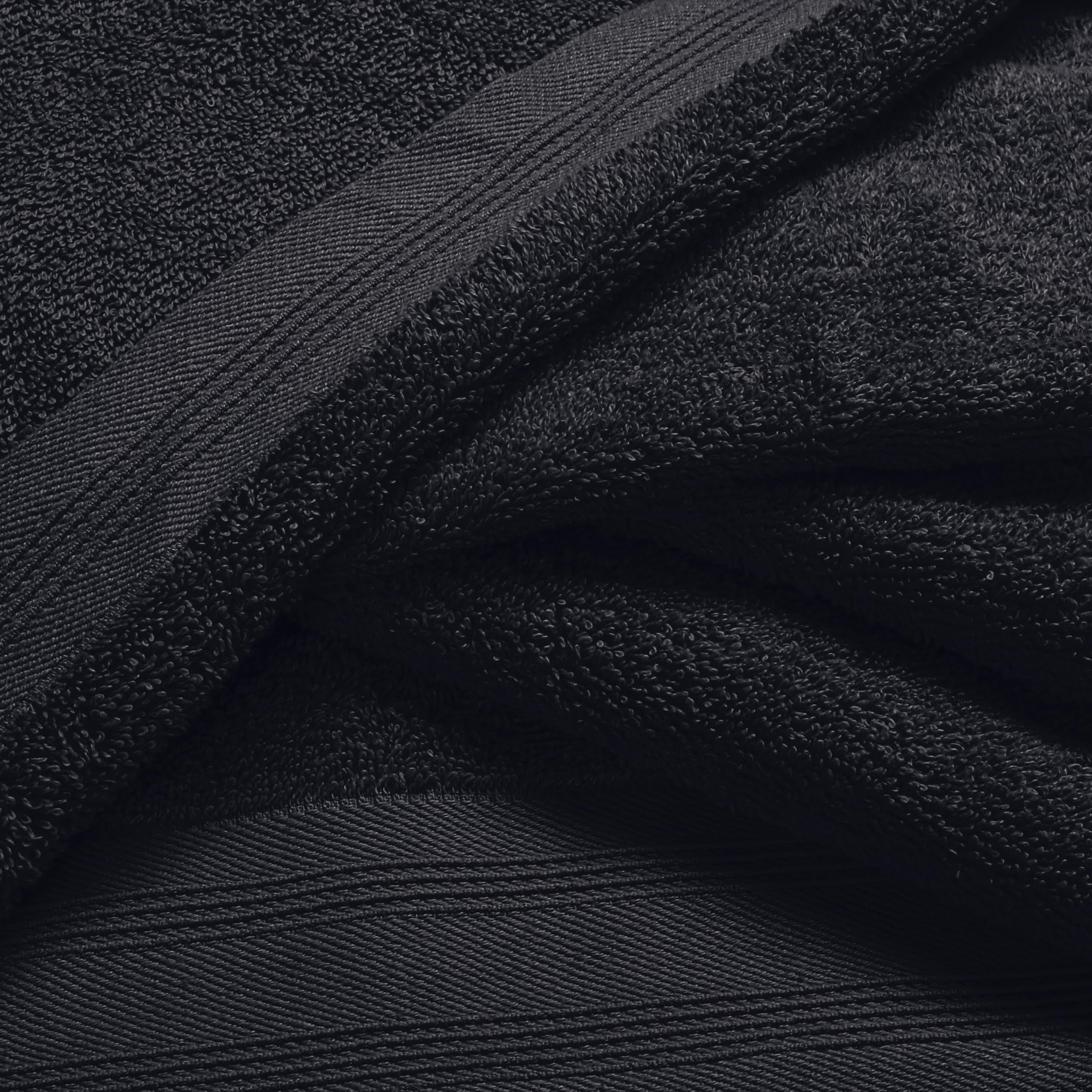 BELIZZI HOME Ultra Soft 6 Pack Cotton Towel Sets, Contains 2 Bath Towels 28x55 inch, 2 Hand Towels 16x24 inch & 2 Wash Coths 12x12 inch, Compact & Lightweight - Black