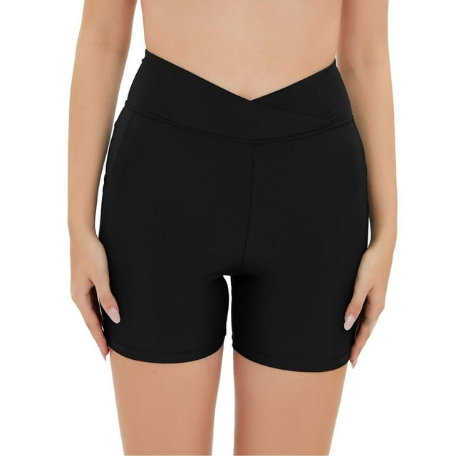 Women's Swim Trunks High Waisted Elastic Solid Color Bathing Suit Bottoms for Women 1 Pc