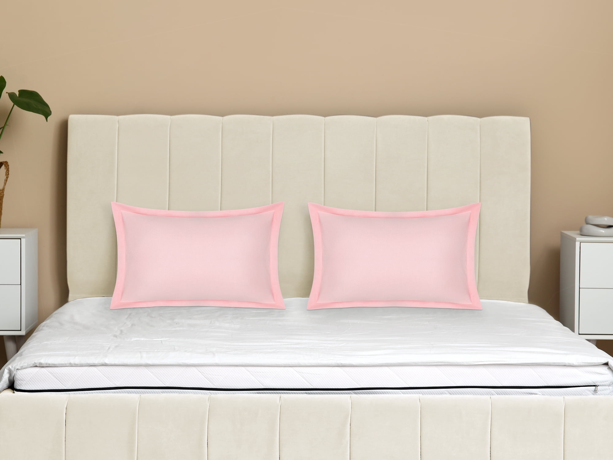 Unique Bargains Velvet Pillow Cases Pillow Covers with Zipper Closure 2pcs Queen Pink