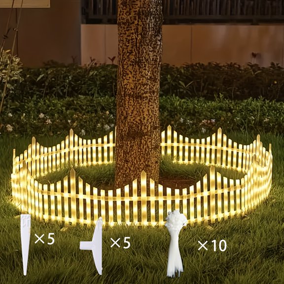 11.22 inches high x 13.78 inches wide (5 pcs) fence, garden fence frame, garden decorative fence, solar lights, Christmas atmosphere lights, decorate your garden!