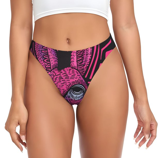 Fotbe ink Donkey Pop Art Tanga Sin Costuras para Mujer con Estampado – Panties Invisibles, Transpirables y Cómodos para Uso Diario-Large