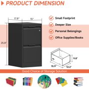 Kooyon 2 Drawer Vertical File Cabinet with Lock, Black Metal Filing Cabinet for Home Office, Fits Legal/Letter/A4-Assembly Required