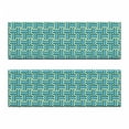thumbnail image 2 of Abstract Bench Cushion Set of 2, Vintage Wavy Swirling Stripes Symmetric Carpet Style Motif, Standard Size Foam Pad and Decorative Cover, Pale Green Pale Blue, by Ambesonne, 2 of 4