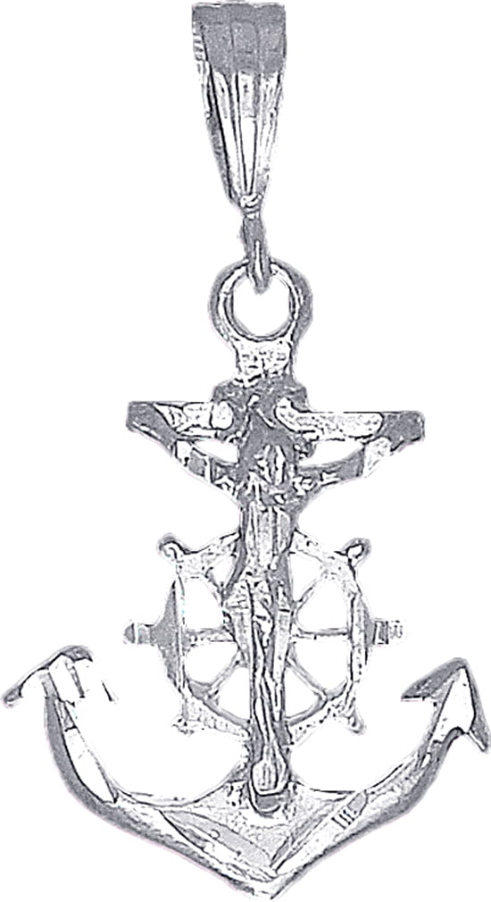 Sterling Silver Jesus Pendant Necklace Diamond Cut Finish with 24 Inch Chain