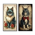 thumbnail image 2 of Designart "Illustration Vintage Chat Bleu avec Roses Rouges" Animaux Chat Art Mural Encadré Ensemble de 2 - Art pour Enfants Art Mural Encadré Bleu Ensemble de 2, 2 of 6