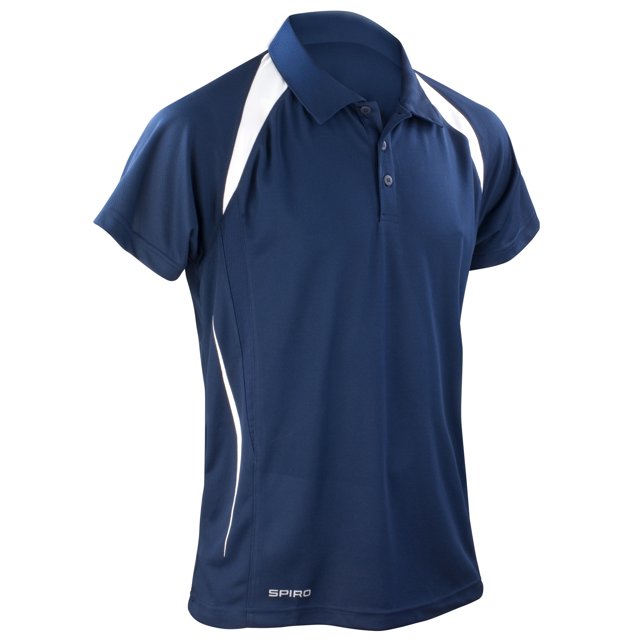 Spiro - Polo de deporte de manga corta Modelo Sports Team Hombre Caballero - Verano/Ejercicio (Azul marino/ Blanco)