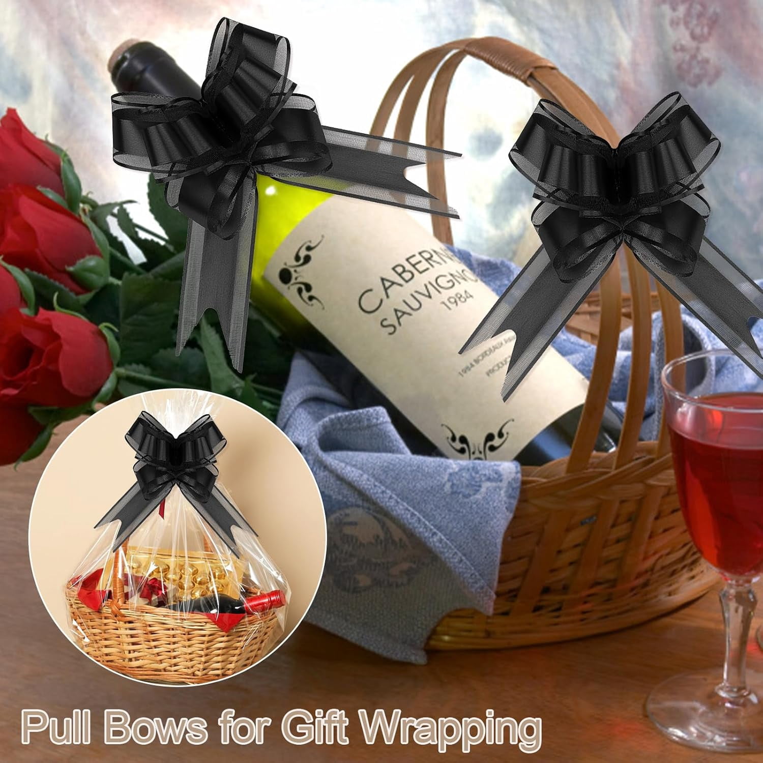 Pull Bows for Gift Wrapping, 10Pcs Bow Ribbon Wrapping 6 Inches Large Christmas Presents Package, Baskets, Wedding Box and Party Birthdays Holidays Decoration