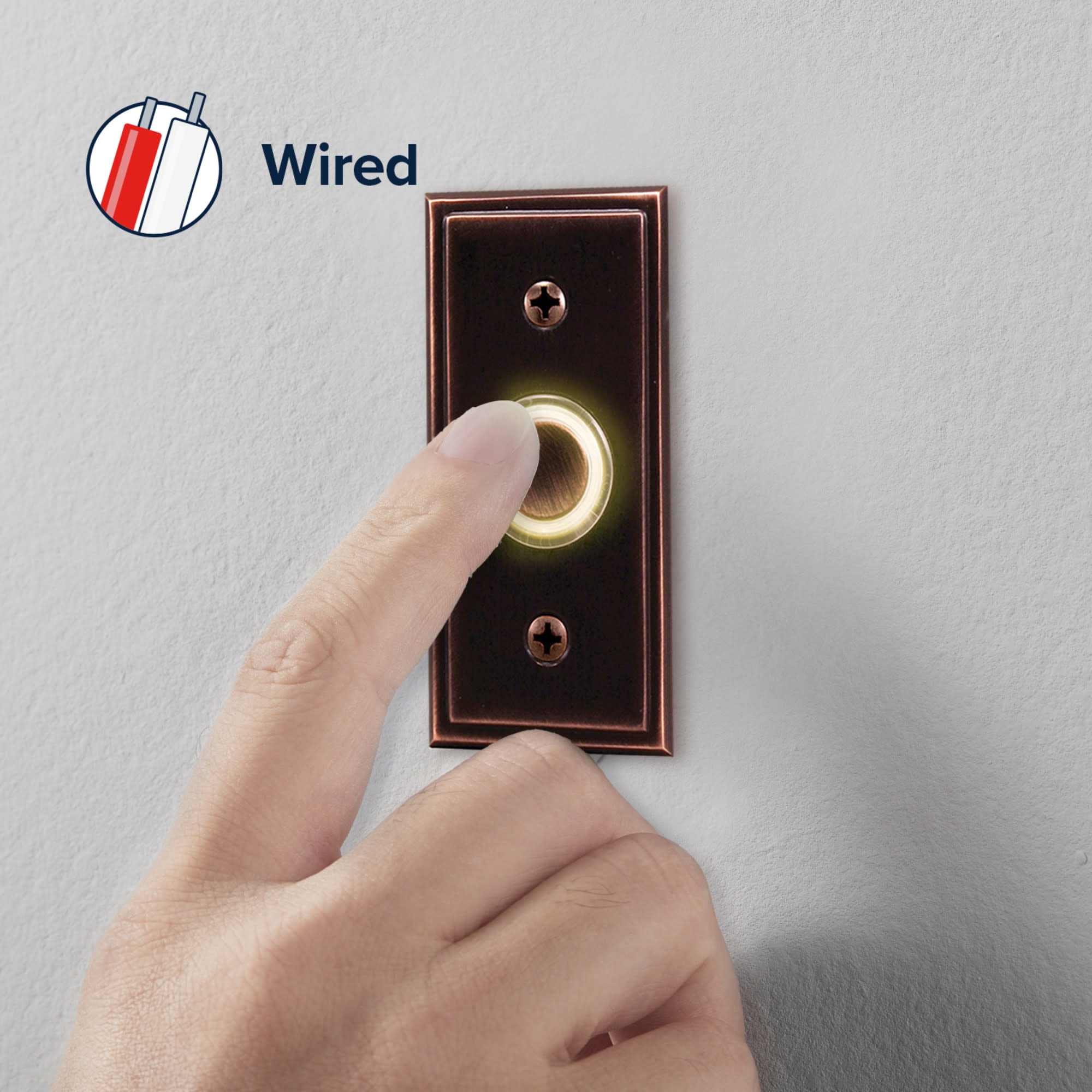 Globe Electric 91008661 Heath Zenith Metal Wired Lighted Push Doorbell Button - Bronze