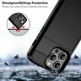 thumbnail image 6 of Case Compatible with iPhone 15 Pro Max with Card Holder+Screen Protector+Camera Cover, Dual Layer Shockproof Protective Hidden Card Slot Sliding Wallet Case for iPhone15 Pro Max, 6.7'' Black, 6 of 7