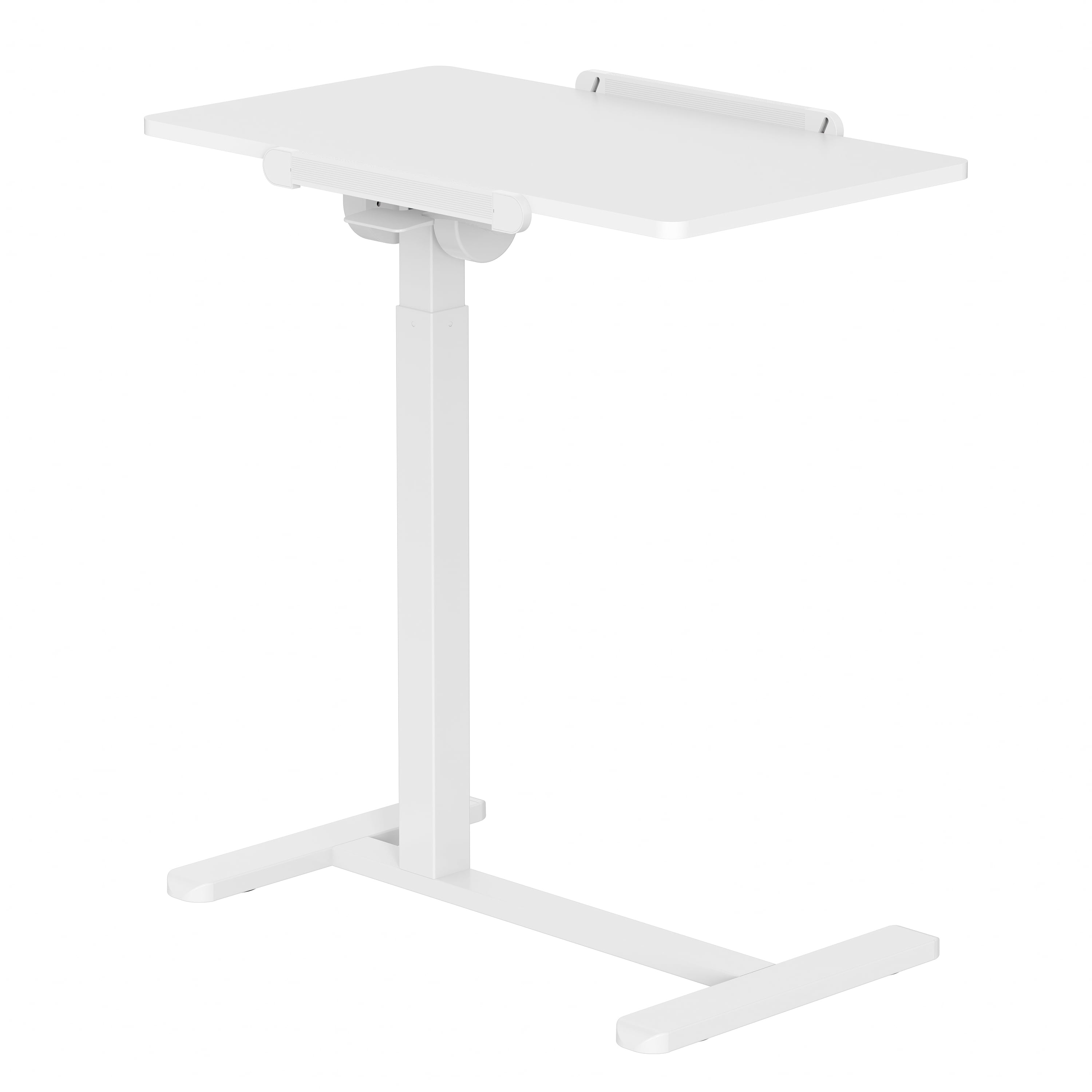 Sit-to-Stand Rolling Adjustable Laptop Cart, Height & Tilt Adjustable Mobile Workstation with Hidden Wheels, Steel Frame Safety Ledge for Home Office Classroom Bedside