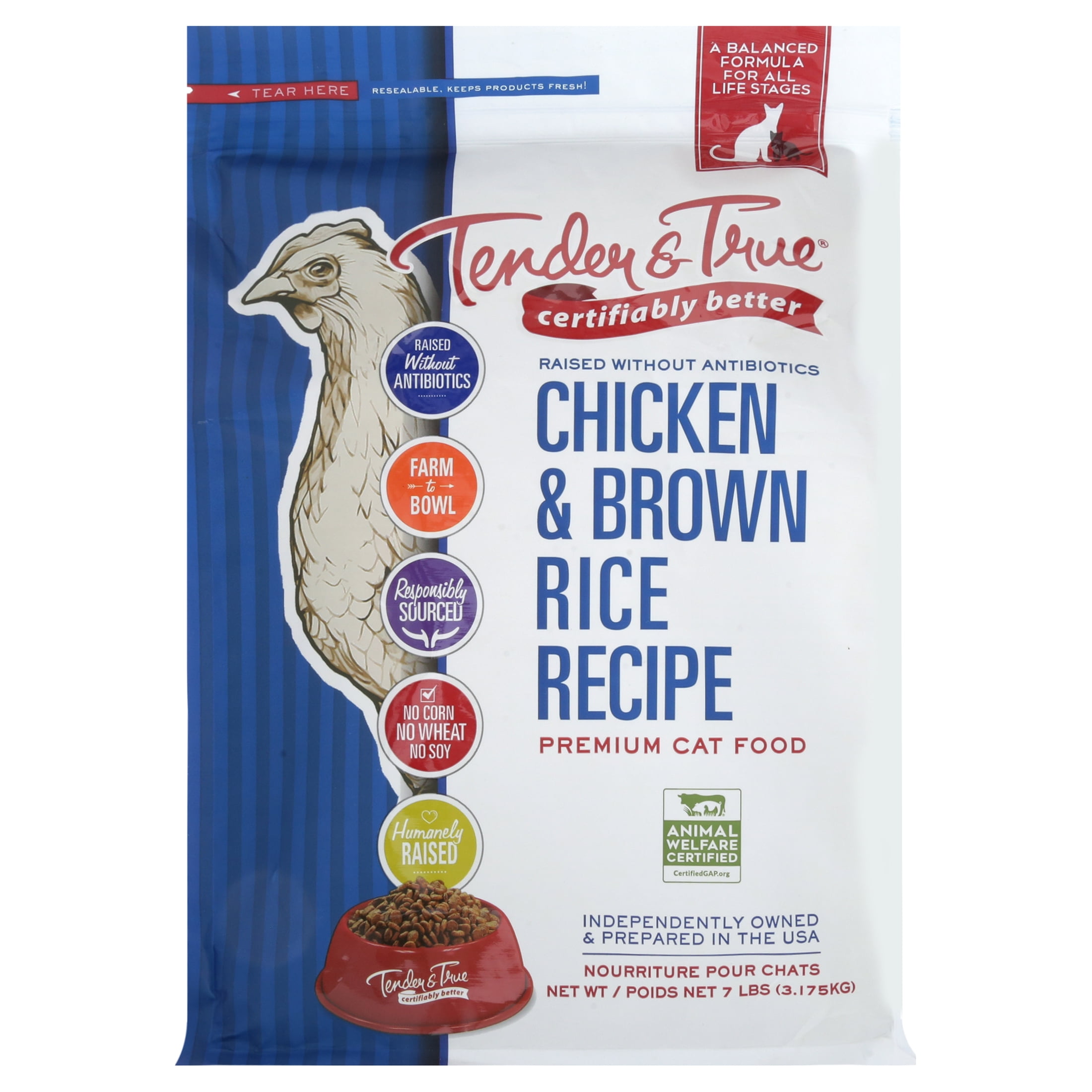 Tender & True Chicken & Brown Rice Recipe Dry Cat Food, 7 lb bag
