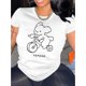 thumbnail image 1 of Women's Cute Poodle Graphic Tee - Casual & Comfy Round Neck Short Sleeve T-Shirt, White with Black Print, Lightweight Polyester Fabric, Perfect for Casual Attire or Summer Vacations, 1 of 5