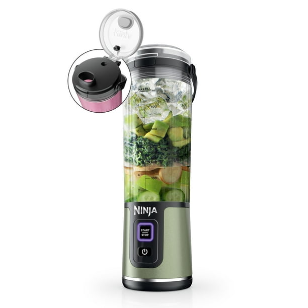 Ninja Blast Batidora portátil, sin cable, 18 onzas, licuadora personal para batidos y batidos, sin BPA, tapa a prueba de fugas y boquilla para sorbo, recargable con USB-C, piezas aptas para