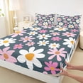 thumbnail image 3 of Homewish Teens Kawaii Floral Full Size Sheets, Groovy Daisy Flower Bed Sheets, Cute Navy Cartoon Sheet Sets, Breathable Home Decor, 4pcs, 3 of 7