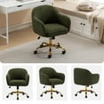 thumbnail image 5 of BRILHAMEZ Velvet Office Chair, Ergonomic Desk Chair with Adjustable Height, 360° Swivel, Padded Armrests for Home Office, Green, 5 of 10