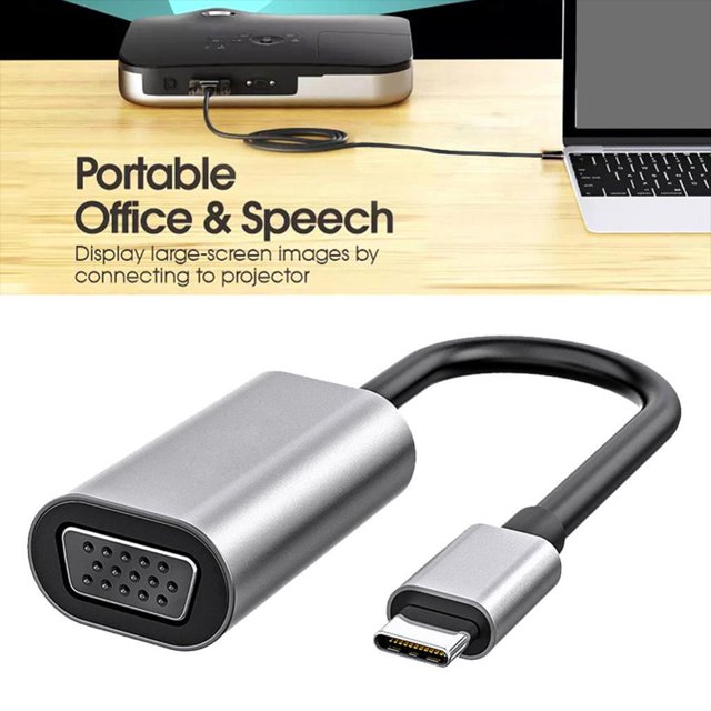 Adaptador USB C a VGA Yotijar Convertidor de salida USB 3.1 Diseño delgado Tipo C Convertidor de cable VGA