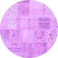 thumbnail image 1 of Ahgly Company Indoor Round Patchwork Purple Transitional Area Rugs, 5' Round, 1 of 4