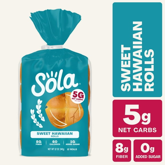 Sola Sweet Hawaiian Rolls, 12 Count, Regular, Shelf-Stable