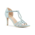 thumbnail image 1 of BLISSFUL STEP Women's Rhinestone Ankle Strap Open Toe Stiletto Heels Sandals Sky Blue (Size 9), 1 of 6