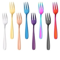 Raindrops 8pcs Stainless Steel Fruit Fork Set Stylish Dessert Forks for Home Use Assorted Color