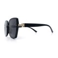 thumbnail image 6 of Womens Luxe Rhinestone Jewel Hinge Oversized Rimless Butterfly Sunglasses All Black, 6 of 8