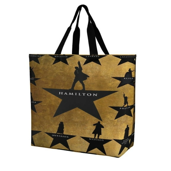 Hamilton The Musical Tote Bag for Women Men Reusable Grocery Canvas Shopping Bag Portable Shoulder Bag for Beach Travel Weekender Gym