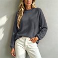thumbnail image 4 of yillto Womens Fleece Sweatshirt Crewneck Long Sleeve Solid Color Loose Casual Lightweight Fall Winter Tops, 4 of 7