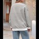 thumbnail image 4 of Sudadera de Cuello Redondo A Rayas de Gran Tamaño para Mujer, Jersey de Larga con Bloques de Color, Camiseta Informal Holgada para Hacer Ejercicio, Color M, 4 of 6