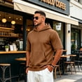 thumbnail image 7 of Short Sleeve Hoodies for Men Lightweight Loose Fit Retro Casual Pullover Tops Summer Workout Shirts Brown 3XL, 7 of 7