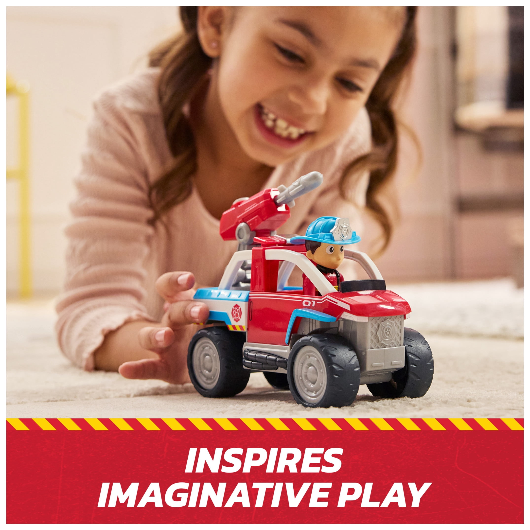 PAW Patrol Fire Rescue, Fire ATV Vehicle with Ryder Figure & Drone Launcher, for Kids 3+