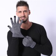 Men's Warm Knitted Winter Gloves with Touchscreen Compatibility, Windproof and Outdoor Gloves - Model G19772AB Black White