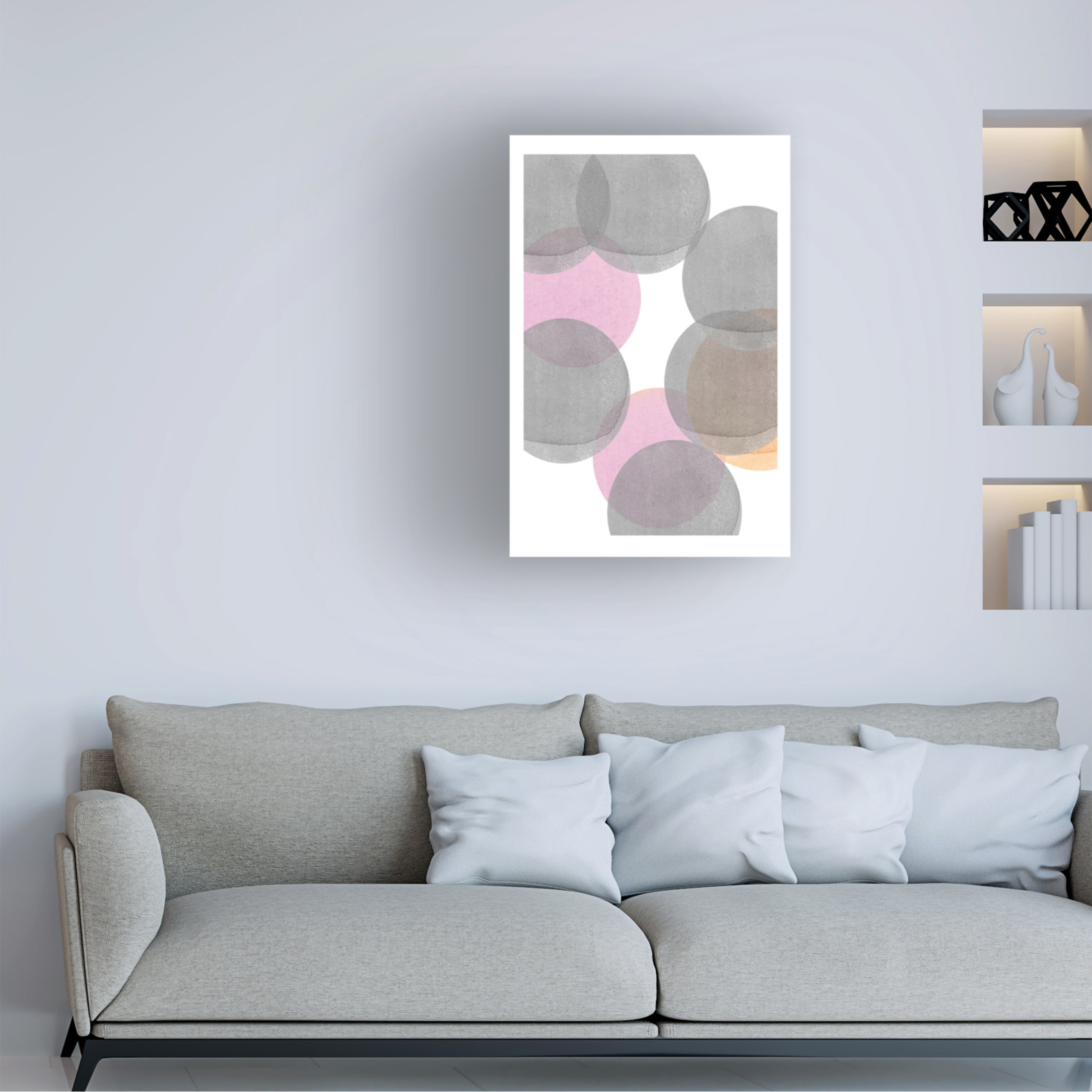 Trademark Fine Art Louise van Terheijden Gray Pink Circles Ii Canvas Wall Art