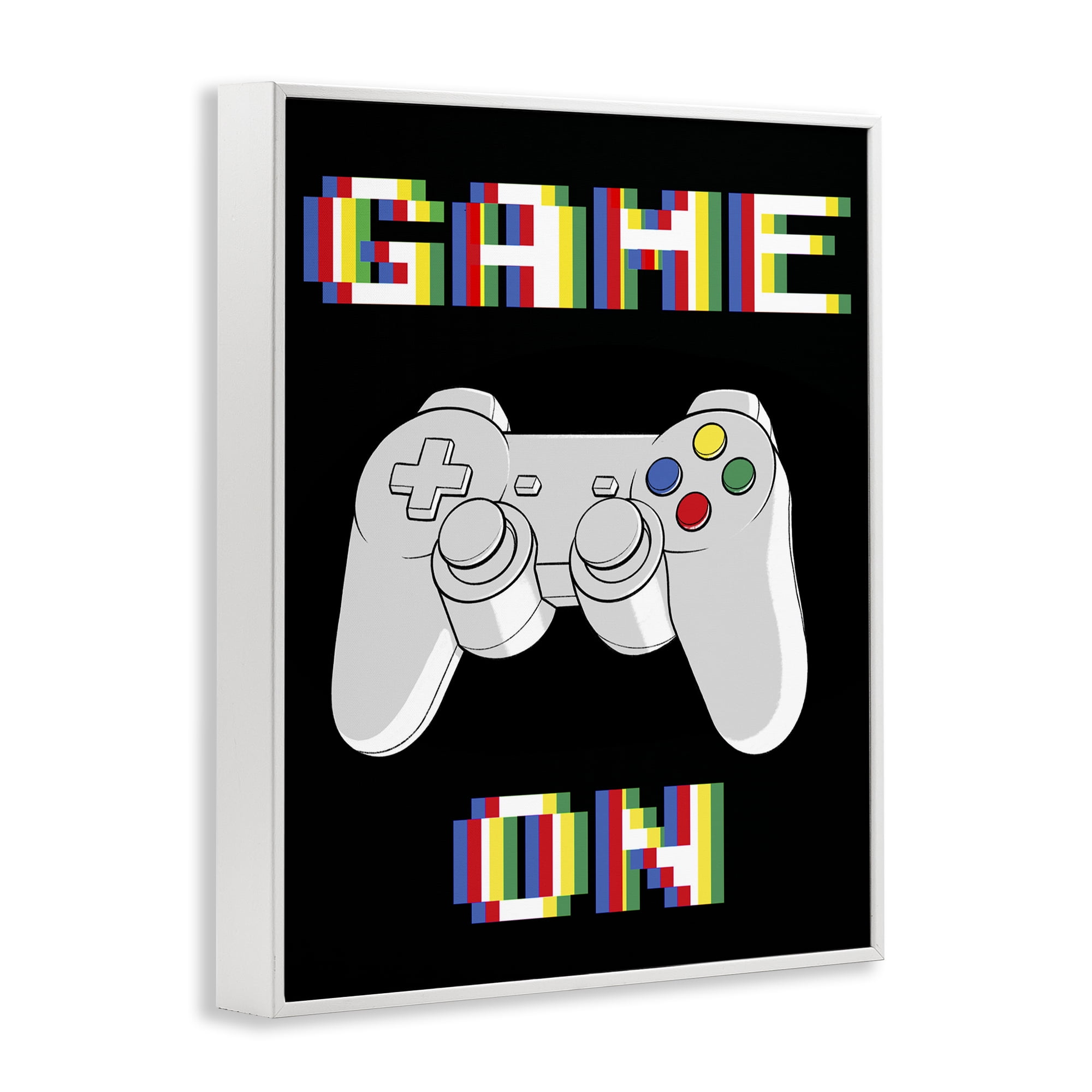 Stupell Industries Colorful Digital Game On White Framed Giclee Art, design by Marcus Prime