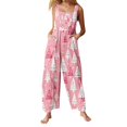 thumbnail image 2 of Christmas Womens Jumpsuits Snowflake Printed Rompers Spaghetti Strap Jumpsuits Santa Outfits Loose Overalls with Pocket, 2 of 5