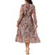 thumbnail image 3 of INSPIRE CHIC Vestidos Boho para Mujeres con Cuello en V, Manga Larga, Puño Fruncido, Corte A, Floral, en Capas, Fluidos, Midi de Otoño, XL Rojo, 3 of 6
