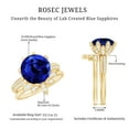 thumbnail image 5 of Rosec Jewels Lab Grown Blue Sapphire Ring Set with Diamond - Floral Bridal Ring Set, 14K Yellow Gold, US 9.00, 5 of 9