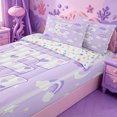 thumbnail image 3 of meiyoeat Purple Rainbow Initial E Zipper Twin Comforter Sets with Fitted Sheet and 2 Pillowcases,Cute Heart Cloud Stars Pattern Zipper Bedding Set For Girl,Colorful Stars Reversible,4 Pieces, 3 of 7